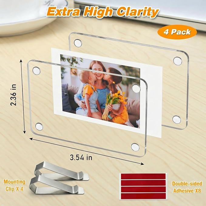 SUNEZLGO 4 Pack Car Visor Picture Holder, Crystal Clear Acrylic Picture Frames for Car Sun Visor, Car Accessories, Easy Install Universal Fit, Personalized Gift for Family Photos, Gifts for Boyfriend - Image 2
