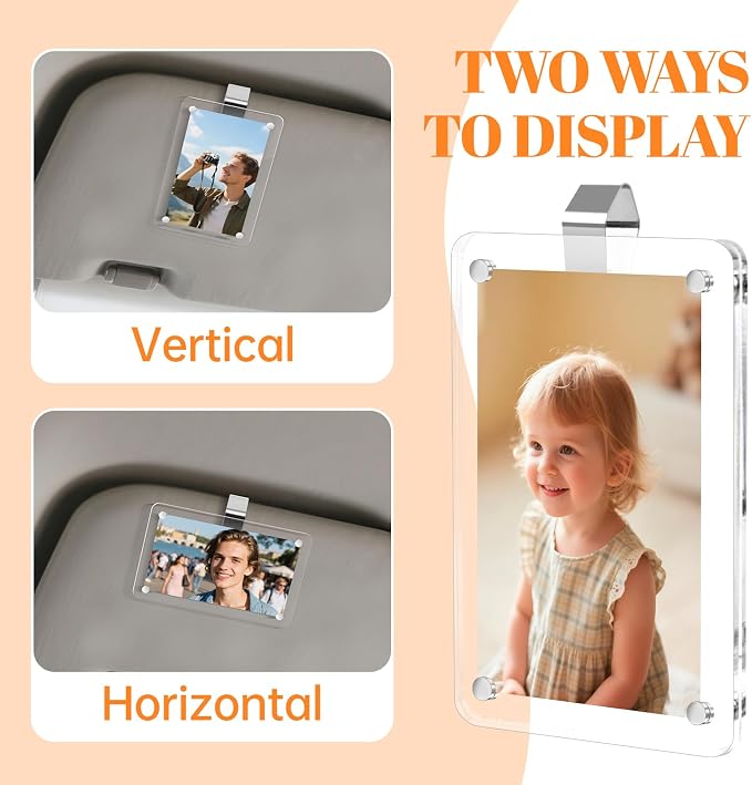 Personalized Gifts for Husband Dad Boyfriend - 1pcs Car Picture Holder Clear Acrylic Magnetic Car Visor Photo Clip 3.5 x 2.4 inch - Perfect Car Accessories - Image 5