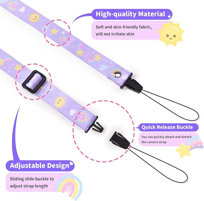 VOVMOEYA Camera Strap for Cute Camera,Camera Lanyard Neck Strap for mini Camera,Cute Camera Strap for Fujifilm mini Camera - Image 2