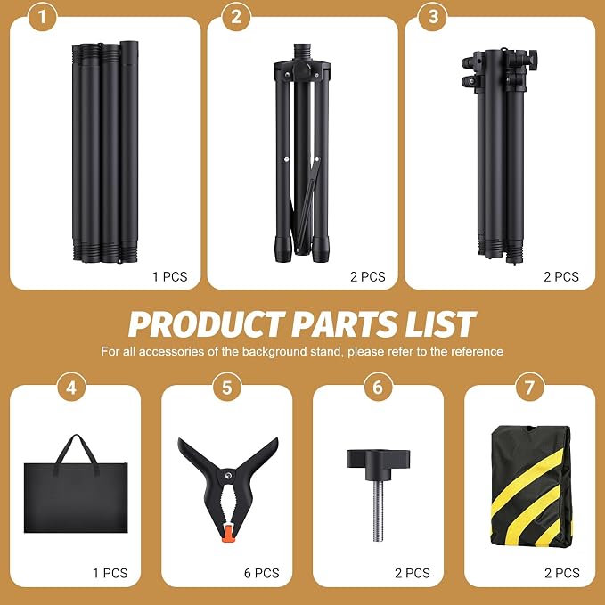Forlogic 10x7.5Ft Backdrop Stand, Protable Adjustable Photo Back Drop Stand for Party, Photography, Banner Stand (Includes Six Background Stand Clamps) - Image 5