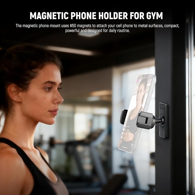 NEEWER Magnetic Phone Holder Mount Stand, Home Gym Workout Forklift Decor Stuff Essential Accessories Gear Compatible with iPhone Android Samsung for Women Men Girl Boy Video Recording, PA119 - Image 2