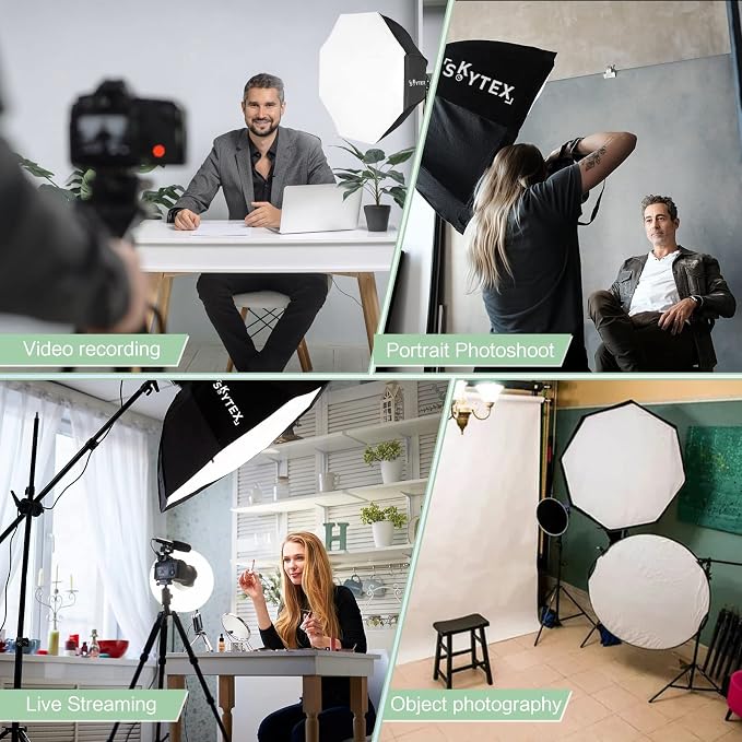 Softbox Lighting Kit 2pack 20x28in Octa Soft Box|135W 2700-6400K E27 LED Bulb Continuous Photography Lighting, Photo Studio Lights Equipment for Camera Shooting, Video Recording - Image 7