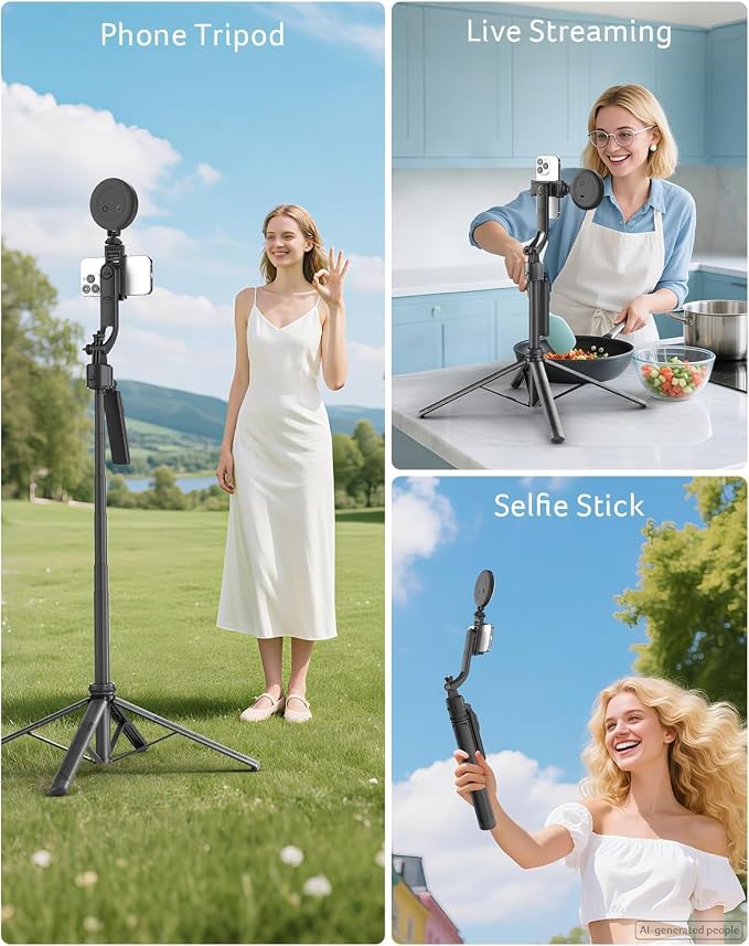 Acer Gadget Auto Face Tracking Tripod for iPhone/Cell Phone/Android/Camera with Light and Remote, 64", No App, 360°Rotating Tripod Selfie Stick for Tiktok YouTube Vlog Live Streaming Video Recording - Image 5