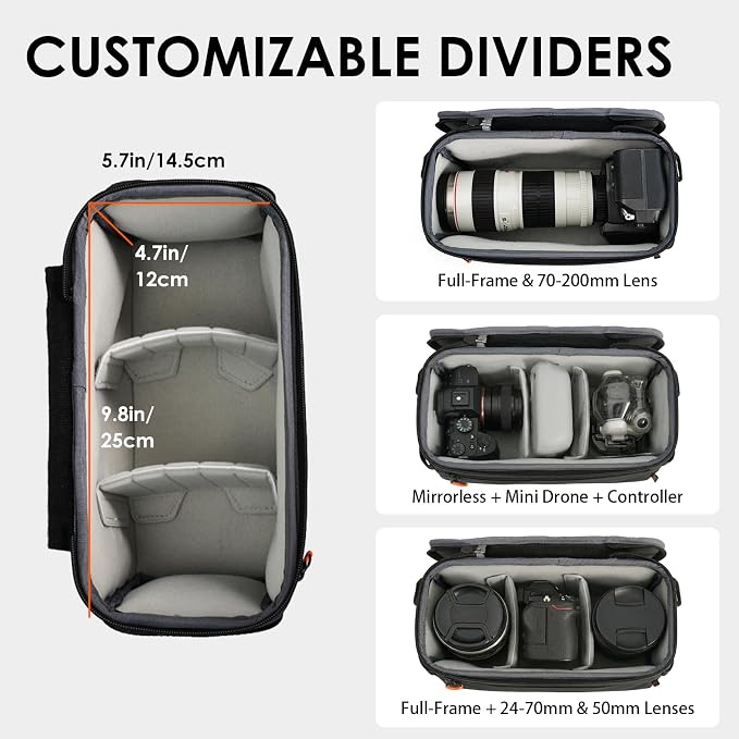 TARION Padded Camera Insert Bag Protective Framed DSLR Inner Case Organizer | Fits 1 Camera and 2 Lenses - Removable Lid Compatible for DSLR SLR Mirrorless Cameras ShellCore XS - Image 2