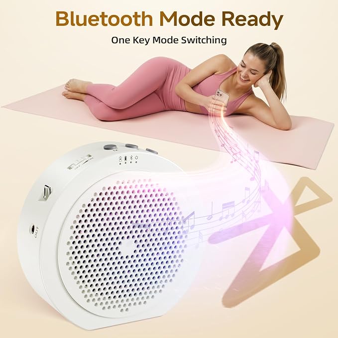 Moman Wireless Voice Amplifier with Lavalier Mic, 20H Battery 164ft Range Sensitive Pickup Noise Reduction PA System Bluetooth Portable Magnetic Charging Dock, Amplifier for Teacher Yoga Tour, White - Image 8