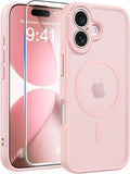 FNTCASE for iPhone 17 Case, Compatible with Magsafe, Glass Screen Protector | Full Camera Protection, Translucent Matte, 14FT Military Grade Drop Proof, Shockproof Protective Phone Cover, Light Pink by FNTCASE