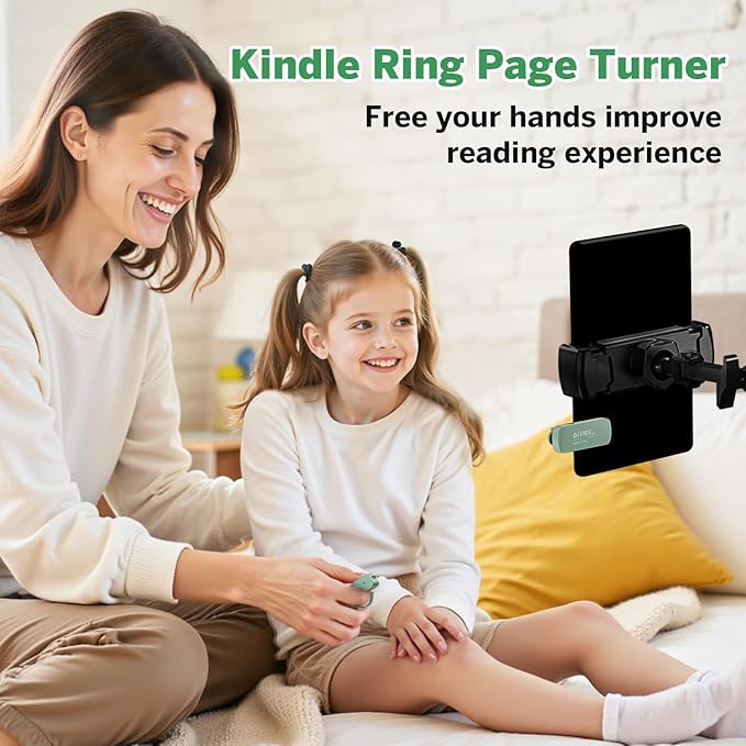 Page Turner Ring for Kindle,Remote Control for iPhone iPad Tablets eReaders | Clicker Page Turner for Kindle Accessories for Camera Video Record&Shutter Selfie with Storage Bag, Fits Thick Cases (Green) - Image 2