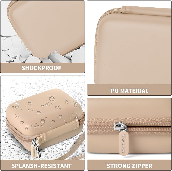 Comecase Digital Camera Case for Kodak PIXPRO FZ45 FZ55 for Travel, Beige | Fits Cameras up to 4.33 x 3.07 x 2.3 in, Pre-Cut Foam, Elastic Strap&Hand Strap, Mesh Pocket for Accessories, Case Only - Image 3