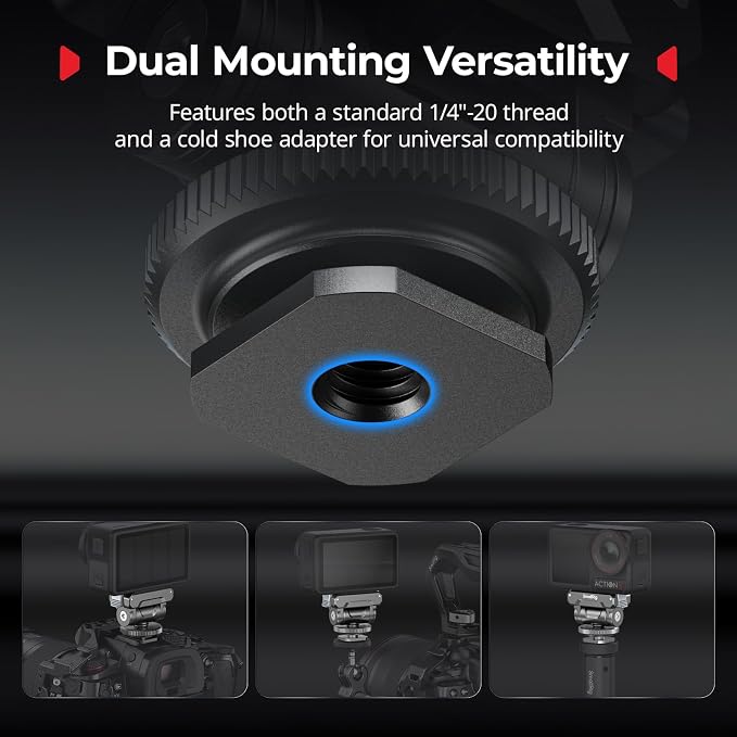 SMALLRIG Cold Shoe Adapter Mount for DJI Osmo 360 / Action 5 Pro / 4/3 | Quick release mount, 180° tilt adjustable, cold shoe adapter for DJI Osmo 360, Action 5 Pro/4/3 - Image 3