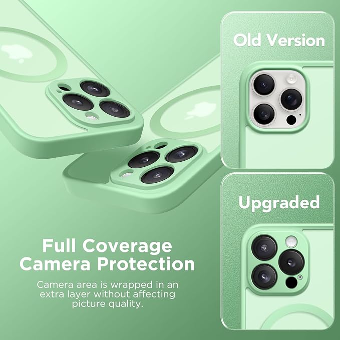CAPRARO for iPhone 15 Pro Max Case, Compatible with MagSafe | Upgraded [Full Camera Protection] Shockproof Protective Slim Translucent Matte Magnetic Phone Case 6.7'', Bamboo Green - Image 6