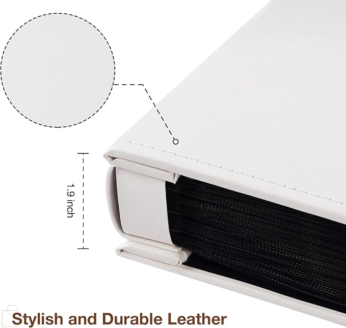 potricher Small Photo Album 4x6 100 Photos, Leather Cover, White | Leather 4x6 Picture Album with 100 Horizontal Pockets, Photo Book for Family, Wedding, Anniversary, and Baby - Image 6