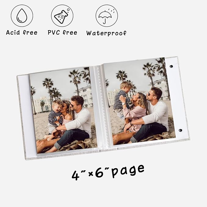 Small Photo Album 4x6, Pack of 2 Linen Cover Mini Photo Book, 26-Page Holds 52 Pictures, Art Presentation or Postcards Storage for Baby, Wedding - Image 4