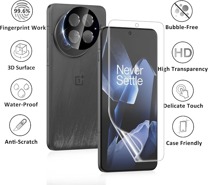 2 Pack for OnePlus 13 Screen Protector[No Glass] | 2 Pack Camera Lens Protector with Installation Frame,Support Fingerprint Unlock, Touch Sensitive, Anti-Scratch, Case Friendly - Image 7