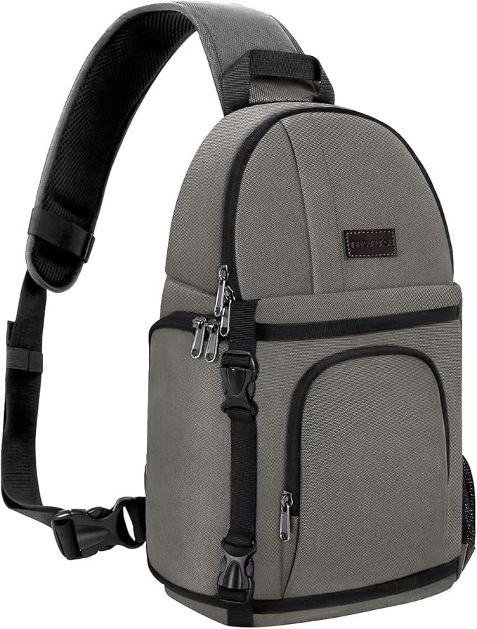 MOSISO Camera Sling Bag, DSLR/SLR/Mirrorless Camera Case Camera Backpack | Shockproof Photography Bag with Tripod Holder&Removable Modular Inserts Compatible with Canon/Nikon/Sony/Fuji, Gray by MOSISO
