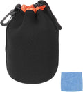 PATIKIL Camera Lens Pouch, 4" ID x 6" H Drawstring Plush Lens Pouch Protective Camera Lens Case Bag Soft Plush Neoprene Bag for DSLR Photography Gear, Black/Orange by PATIKIL