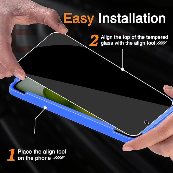 Wiaocit Tempered Glass Privacy Screen Protector for iPhone 15 | 3+3 Pack, 9H Hardness, Camera Lens Protector, Installation Frame, Bubble Free, Case Friendly - Image 3