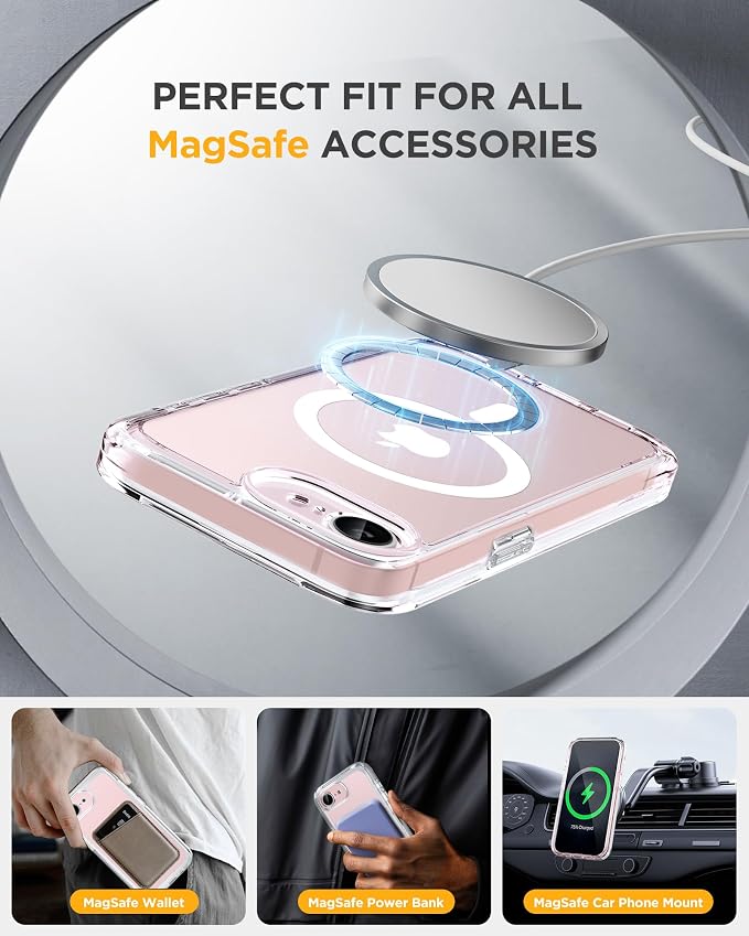 miracase for iPhone 17e & 16e Case with Built-in Private Screen Protector, [Magnetic with MagSafe] Full-Body Phone Cover Military Drop Proof 17 E/ 16 E Bumper 6.1 inch, Clear - Image 6