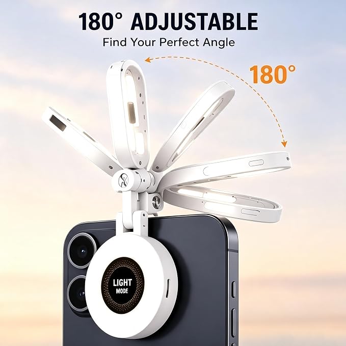 Selfie Light, Phone Light with 3 Lighting Mode, Portable Phone Ring Light for Makeup, Tiktok, Live Stream, Rechargeable Clip Video Light for iPad/Camera/Laptop (White) - Image 7