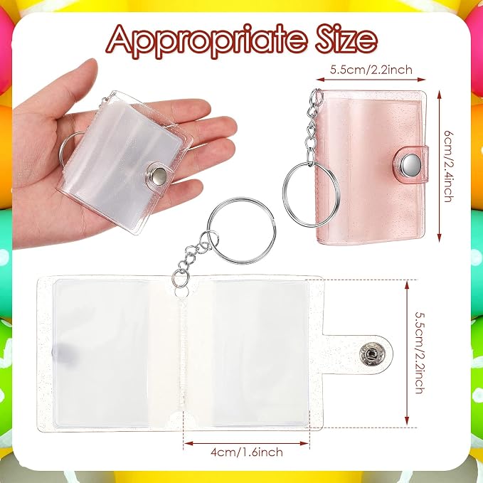 Bonuci 6 Pcs Mini Photo Album Keychains, Elegant | Album Keyring for Pictures, 2 Inch Pocket Size for Valentine Wedding Gifts, Small Storage with Snap Button, Portable - Image 2