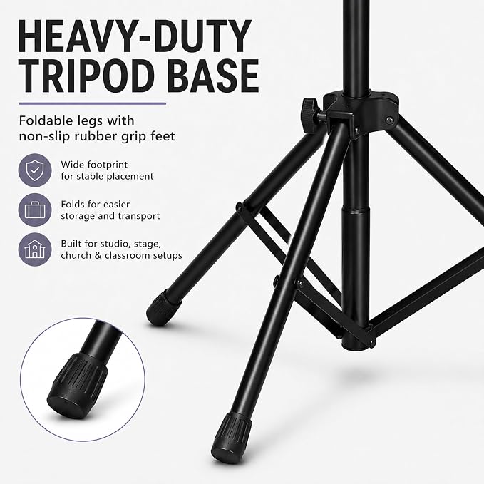 LyxPro SMT-1 Professional Microphone Stand Heavy Duty 93” Studio Overhead Boom Stand 76” Extra Long Telescoping Arm Mount, Foldable Tripod Legs & Adjustable Counterweight | OVERHEAD STUDIO BOOM STAND: Tall 93 inch mic stand with 76 inch boom for drums,... - Image 2