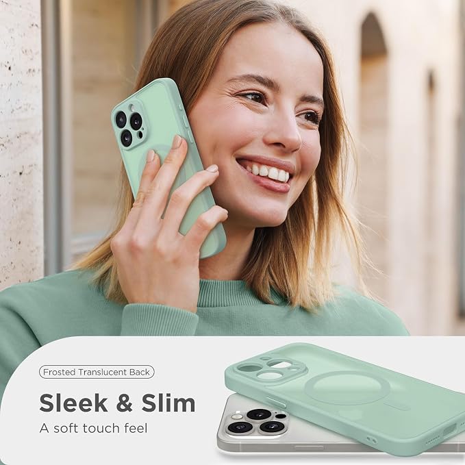 CAPRARO for iPhone 14 Pro Case, Compatible with MagSafe Mint Green | Upgraded [Full Camera Protection] Shockproof Protective Slim Translucent Matte Magnetic Phone Case 6.1'', Mint Green - Image 7