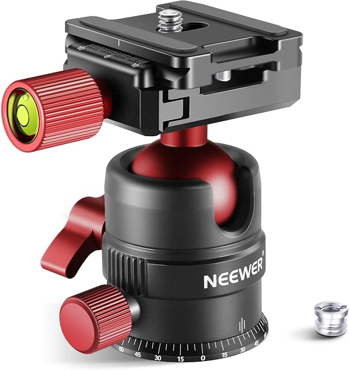 NEEWER Tripod Head, 360° Rotating Panoramic Ball Head with 1/4” Quick Shoe Plate for Tripod Monopod Slider DSLR Camera Camcorder, Max Load up to 5kg/11lb – GM28 by Neewer