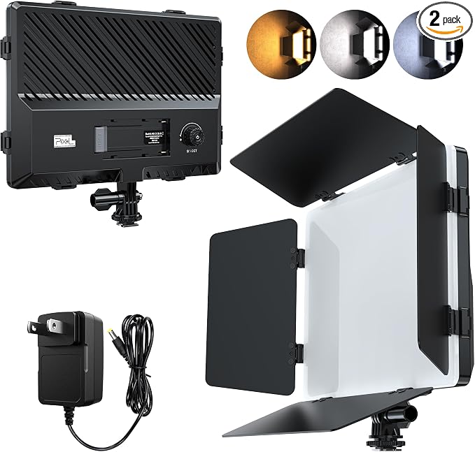 Pixel LED Video Light Panel Photography Camera Lighting 20W Bi-Color Dimmable 2500-6500K Led Studio Streaming Lights Photo Video Shooting (Battery Not Included) by Pixel