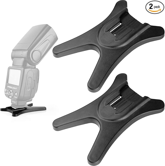 Anwenk Camera Flash Stand with Hot Shoe Mount and 1/4" Metal Tripod Thread for Speedlight Speedlite - Canon, Nikon, Sigma, Olympus, Panasonic, Pentax - 2 Pack by Anwenk