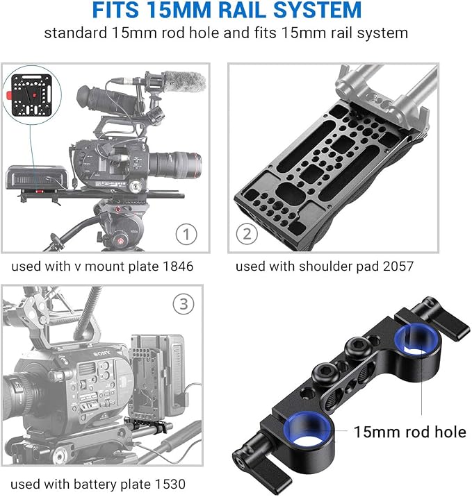 SmallRig Super Lightweight 15mm Railblock, 15mm Rod Clamp with 1/4"-20 Thread for Sony for Canon and Other DSLR Camera Rig Shoulder Support Rail System - 942 - Image 2