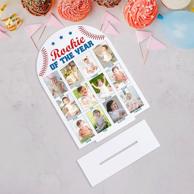My First Year Photo Board Baby Milestone Signs One Year of Baby Photo Board, Best Babies Keepsake 10x14 Inches Acrylic Sign Decor Fits 2" x 3" Photo A18 - Image 6