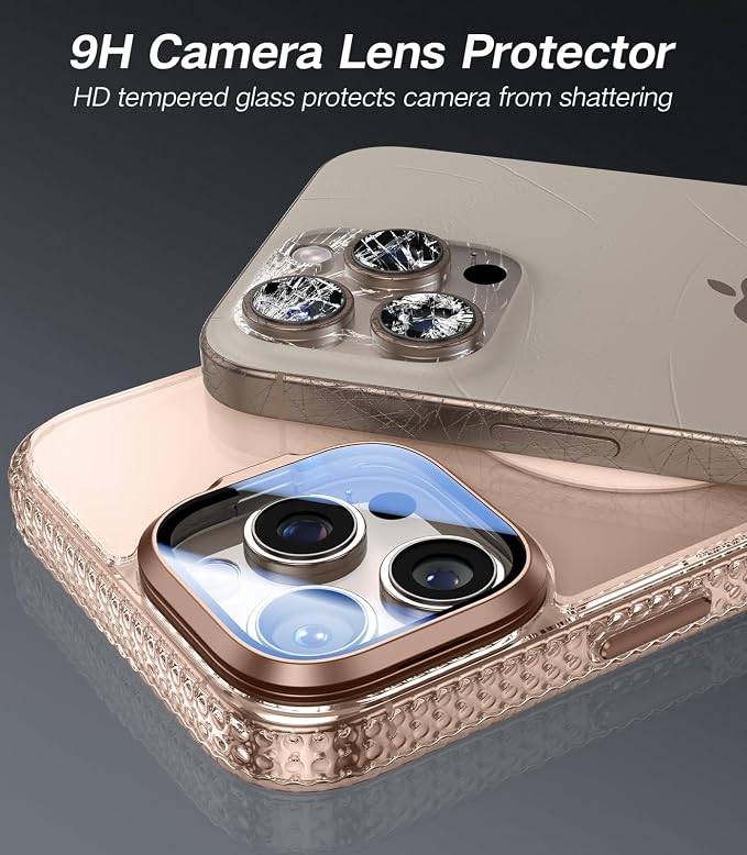 VOFATA [Upgraded] for iPhone 16 Pro Max Case with Camera Cover Stand [Fit for MagSafe][9H Camera Lens Protector] Mil-Grade Protection Transparent Magnetic iPhone 16 Pro Max Phone Case, Clear Gold - Image 2