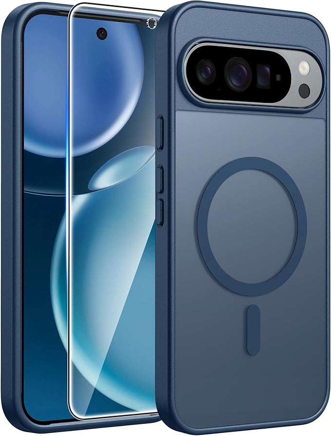 FNTCASE for Google Pixel 10 Pro XL / 9 Pro XL Case, Compatible with Magsafe | Screen Protector, Translucent Matte, 14FT Military Grade Drop Protection, Shockproof Protective Phone Cover, Blue by FNTCASE