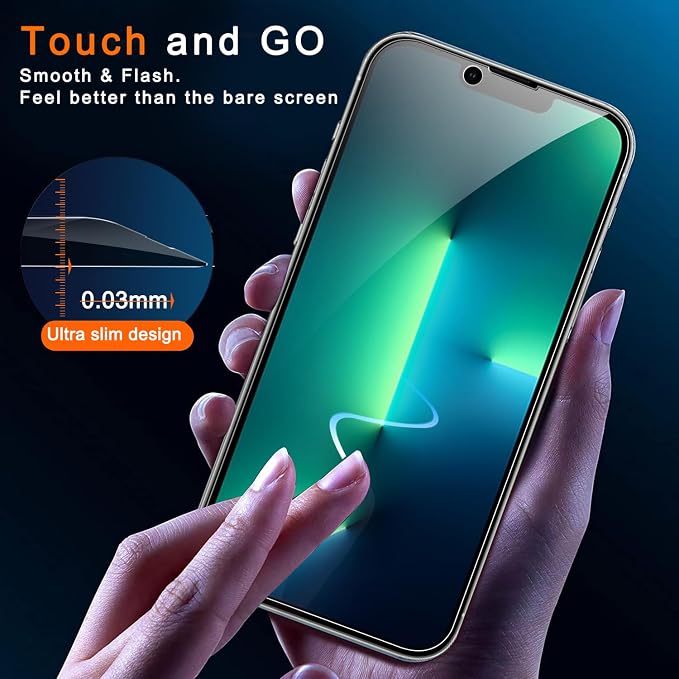 Ferilinso Privacy Screen Protector for iPhone 13 Pro, Tempered Glass | 2 Pack, 9H+ Hardness, Military-Grade Shatterproof, Case Friendly, Easy Installation Bubble Free, with Camera Lens Protectors - Image 6