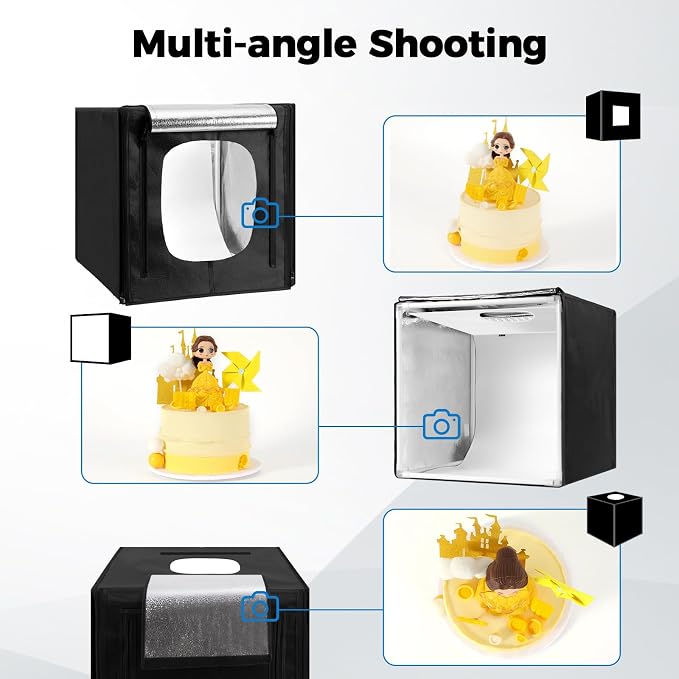 Photo Light Box, Portable 12/16/20/24/32 Inch Photo Studio Light Box, Shooting Tent Kit with 297 Light Beads and 6 Color Backdrops.Lightbox with 3 Stepless Dimming Light Boards for Studio Photography - Image 2