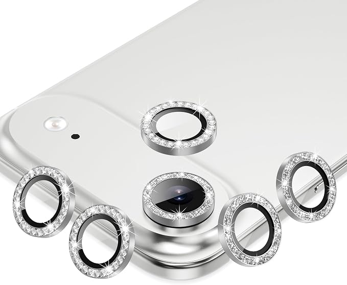 AGVEE 3+3 6 Pack for iPhone Air Camera Lens Protector Cover | Individual Bling Diamond & Bling Glitter Sparkle Cute Gem Metal Ring, 9H Tempered HD Glass by AGVEE