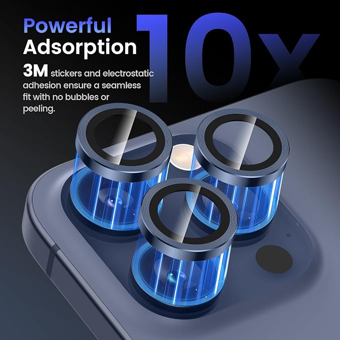 Tensea Camera Lens Protector Compatible for iPhone 17 Pro Max/17 Pro/15 Pro Max/15 Pro/16 Pro Max/16 Pro/14 Pro Max/14 Pro, Metal Tempered Glass Cover Camera Screen Protector Accessories,Case Friendly - Image 4