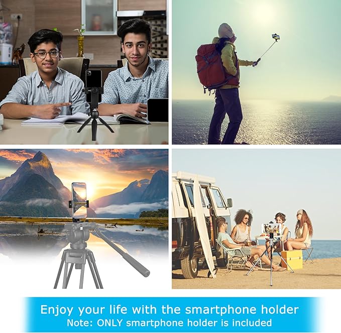 Smartphone Holder/Vertical and Horizontal Tripod Mount Adapter | Premium Rotatable Bracket, 1/4 in Screw, Adjustable Clip for iPhone, Android Cell Phone, Selfie Stick, Camera Stand - Image 3