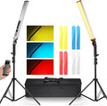 NEEWER Upgraded LED Video Light Stick & 2.4G Remote Kit, 2 Pack Handheld Dimmable 3200K~5600K CRI97+ Video Lighting with Stands/Filters/Bag for YouTube Video Recording Photography Gaming, BH20B Silver by Neewer