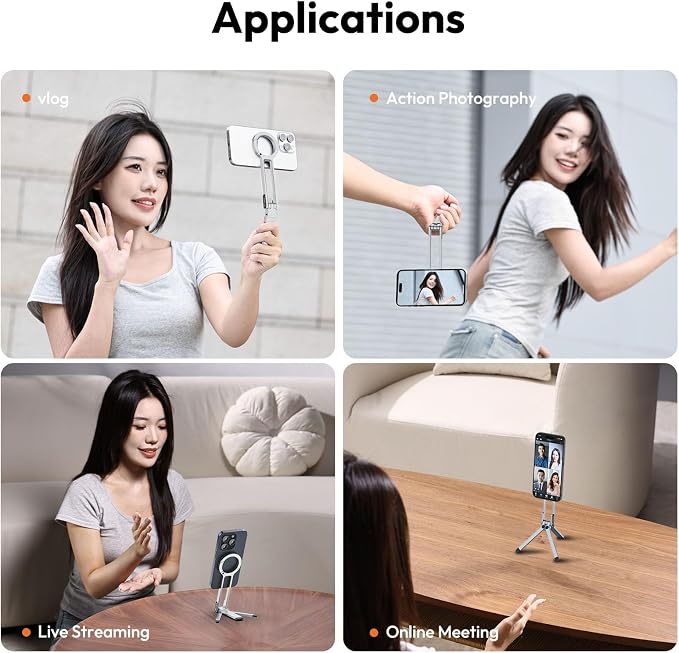 ULANZI MA30 Magnetic Phone Tripod Stand for iPhone - Aluminium Maglock Smartphone Mini Tripod Pocket Cell Phone Stand Strong Magnet Quick Mount Compatible with iPhone 17 16 15 14 13 12 Series, Silver - Image 5