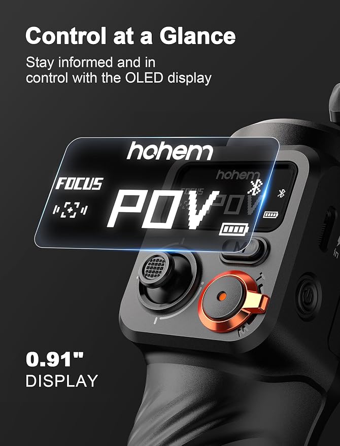 hohem iSteady M6 Kit Gimbal with AI Tracking & Magnetic Fill Light | AI Tracker with Adjustable Fill Light, iSteady 7.0 Stabilization, 360° Inception Mode, 0.88lb Load, 18H Battery, OLED Display - Image 9
