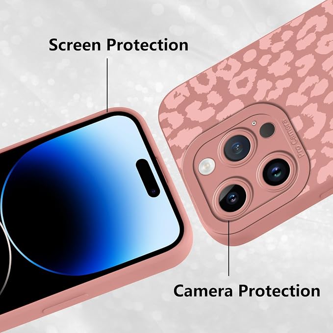 Cute Pink Cheetah Print Phone Case for iPhone 14 Pro 6.1" | Aesthetic Leopard Pattern Design Cover Full Camera Lens Protective Shockproof Soft Slim TPU Funda for Women Girls - Image 5
