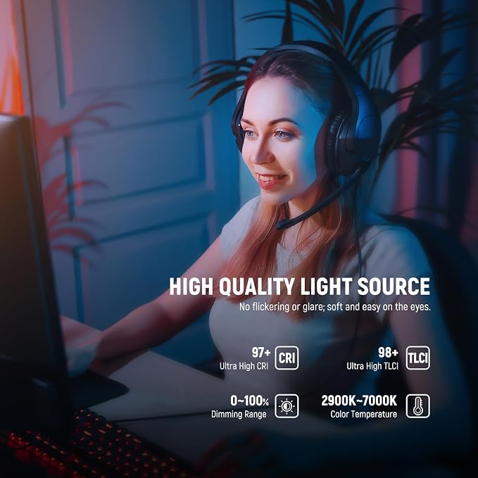 NEEWER 15.5" LED Streaming Key Light, Clamp on Desk Panel Video Lighting for Gaming Recording Zoom Call, CRI97+, 2.4G PC/Mac iOS/Android APP Control, Compatible with Elgato Stream Deck, GL1 PRO Black | Video Lighting Gaming Recording Zoom Call, CRI97+,... - Image 2