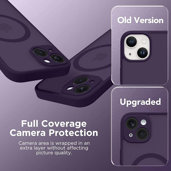 CAPRARO for iPhone 14 Case, Compatible with MagSafe | Upgraded [Full Camera Protection] Shockproof Protective Slim Translucent Matte Magnetic Phone Case 6.1'', Deep Purple - Image 6