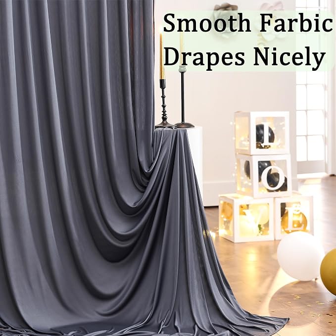 10ft x 10ft Wrinkle Free Charcoal Backdrop Curtains for Parties, Polyester Photo Backdrop Drapes 2 Panels 5x10ft for Wedding Birthday Party Photography Background Backdrop Stand - Image 4
