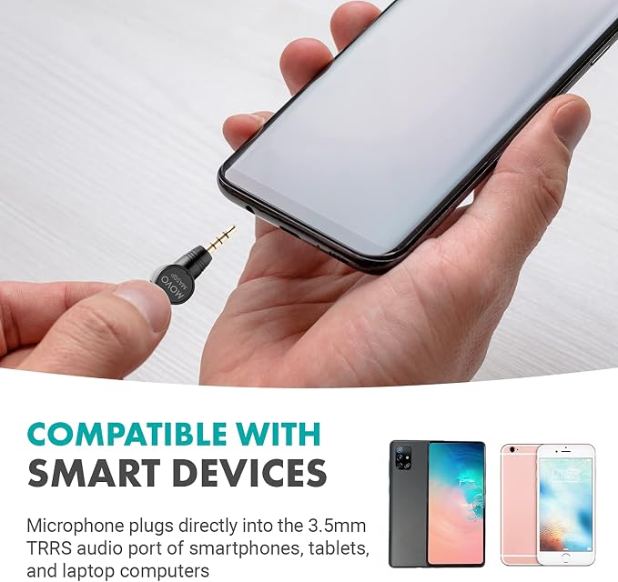 Movo MA5SP 3.5mm TRRS Shotgun Microphone for iPhone or Android Devices - Omnidirectional Phone Microphone with 180° Rotation - Mini Travel Smartphone Microphone for Video, Vlogging, Interview, Travel - Image 5