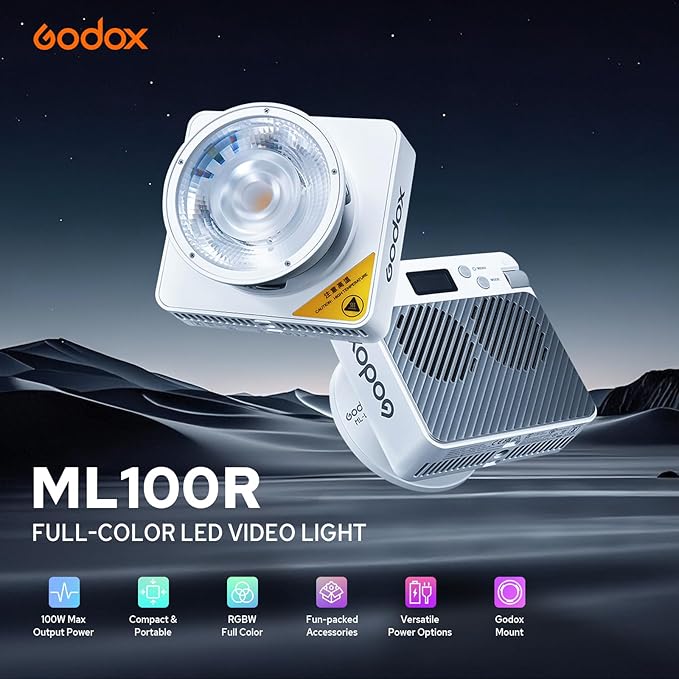 Godox ML100R RGB LED Video Light, 110W 1800K-1000K Full Color RGB LED COB Contiuous Light, 14 FX Effects Photography Light Support APP Control - Image 3