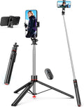70" Extendable Selfie Stick Tripod, Automatic Phone Tripod with Magnetic Remote & 1/4" Screw, Lightweight Travel Tripod Stand for iPhone/Android & Camera, Vlog Video Recording by QIRITA