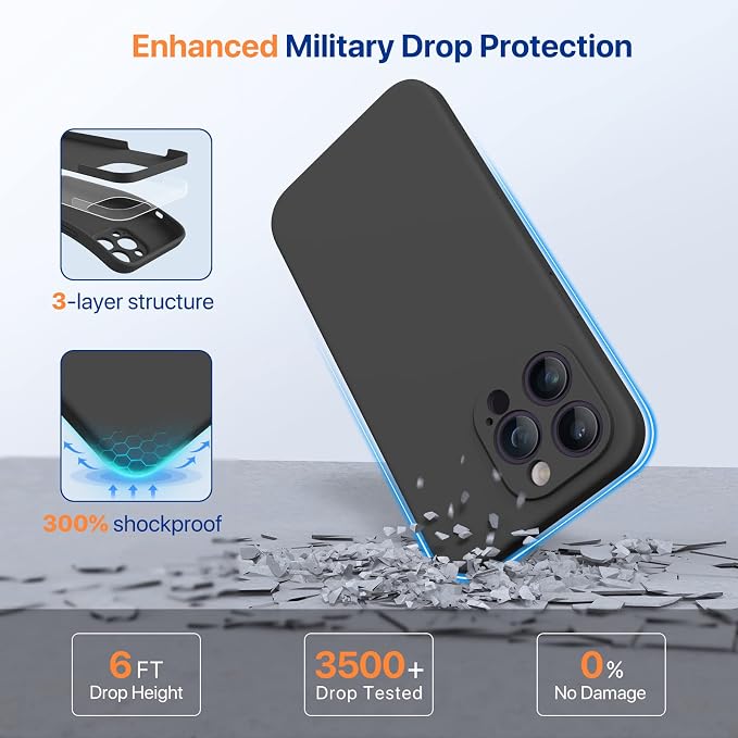 Miracase Silicone & Magnetic for iPhone 14 Pro Case, Dark Black | Compatible with MagSafe, Soft Microfiber Lining, Premium Silicone Cover Shockproof Drop Protection Phone Case for 14 Pro - Image 8