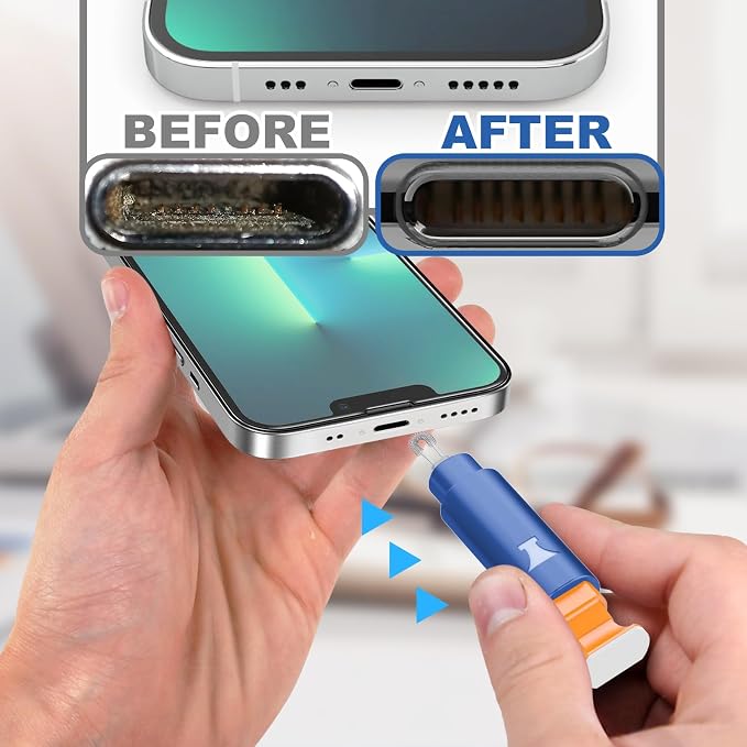 iPhone Cleaning Kit for Charging Port Cleaner AirPod Phone, Dark Blue | Multi-Tool, iPhone Cleaner, Repair Lightning Cable USB C Speaker Charger iPad Connector, Compact Portable, with Storage Case - Image 4