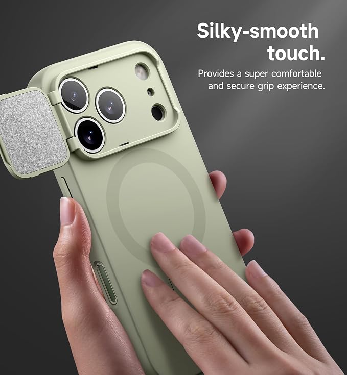 SURITCH for iPhone 17 Pro Case with Camera Control Cover, Camera Cover and Adjustable Kickstand, Compatible with MagSafe, Shockproof Bumper Protective Cases 6.3 Inch, Green - Image 8